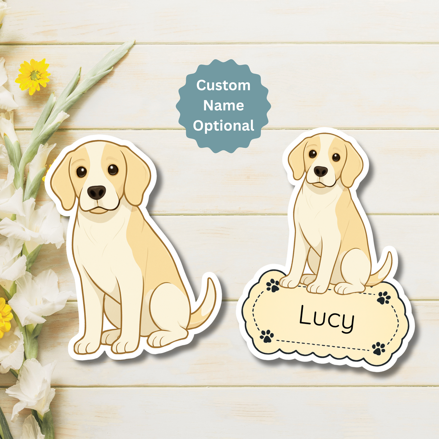 Custom Beagle Dog Magnet - Lemon and White | Personalized with Pet Name
