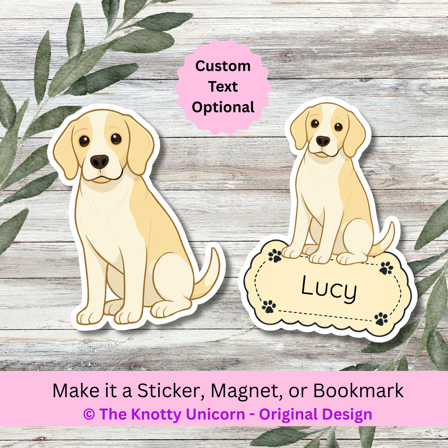 Personalized Beagle Dog Sticker - Lemon and White