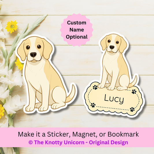 Custom Beagle Dog Magnet / Bookmark - Lemon and White