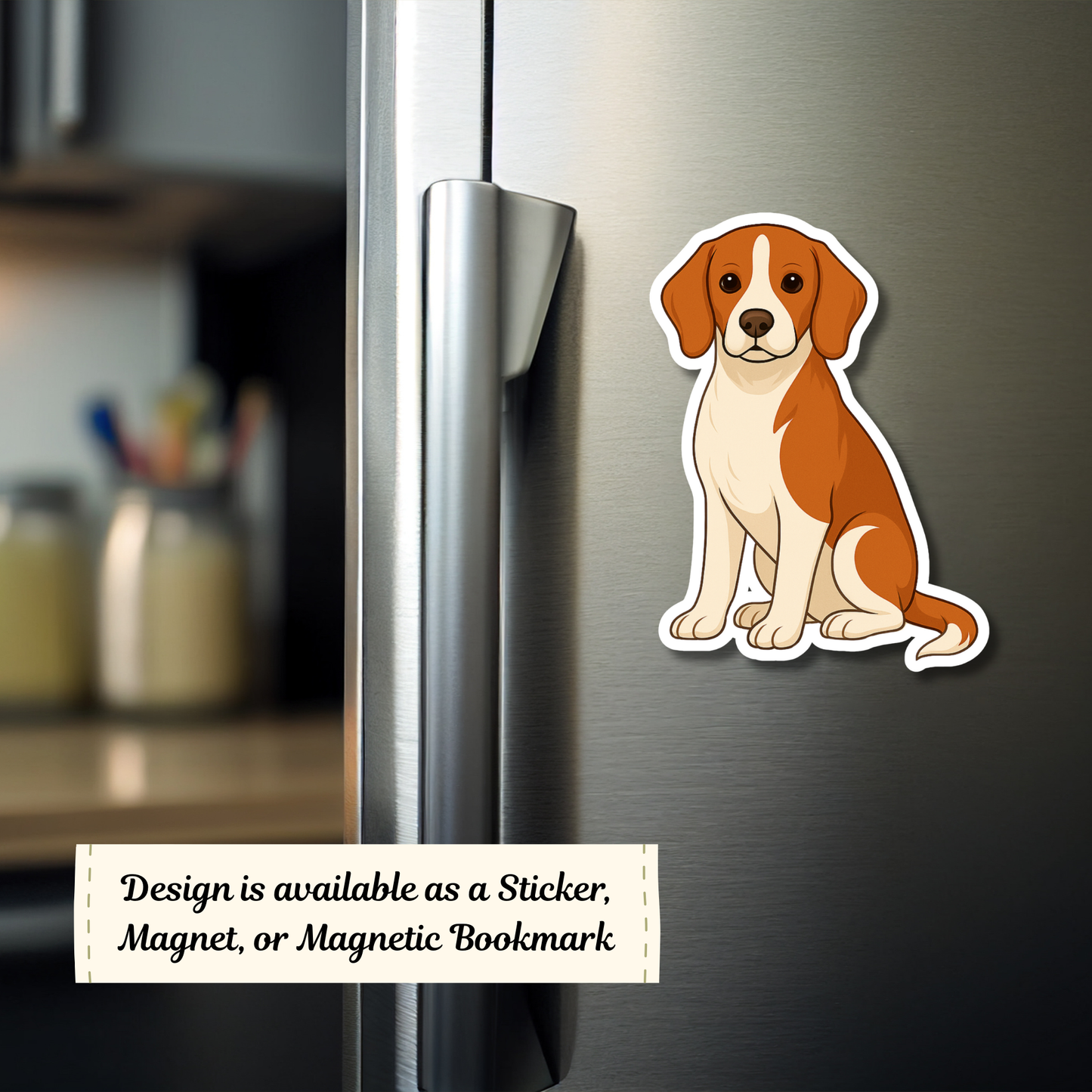 Personalized Beagle Dog Sticker - Red and White
