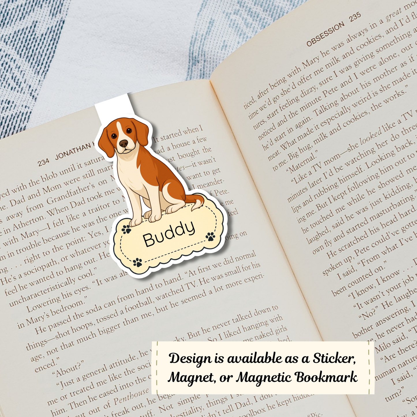 Personalized Beagle Dog Sticker - Red and White