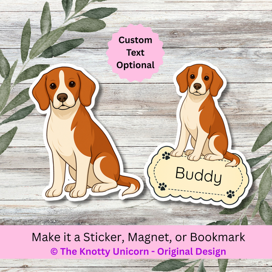 Personalized Beagle Dog Sticker - Red and White