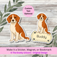 Personalized Beagle Dog Sticker - Red and White