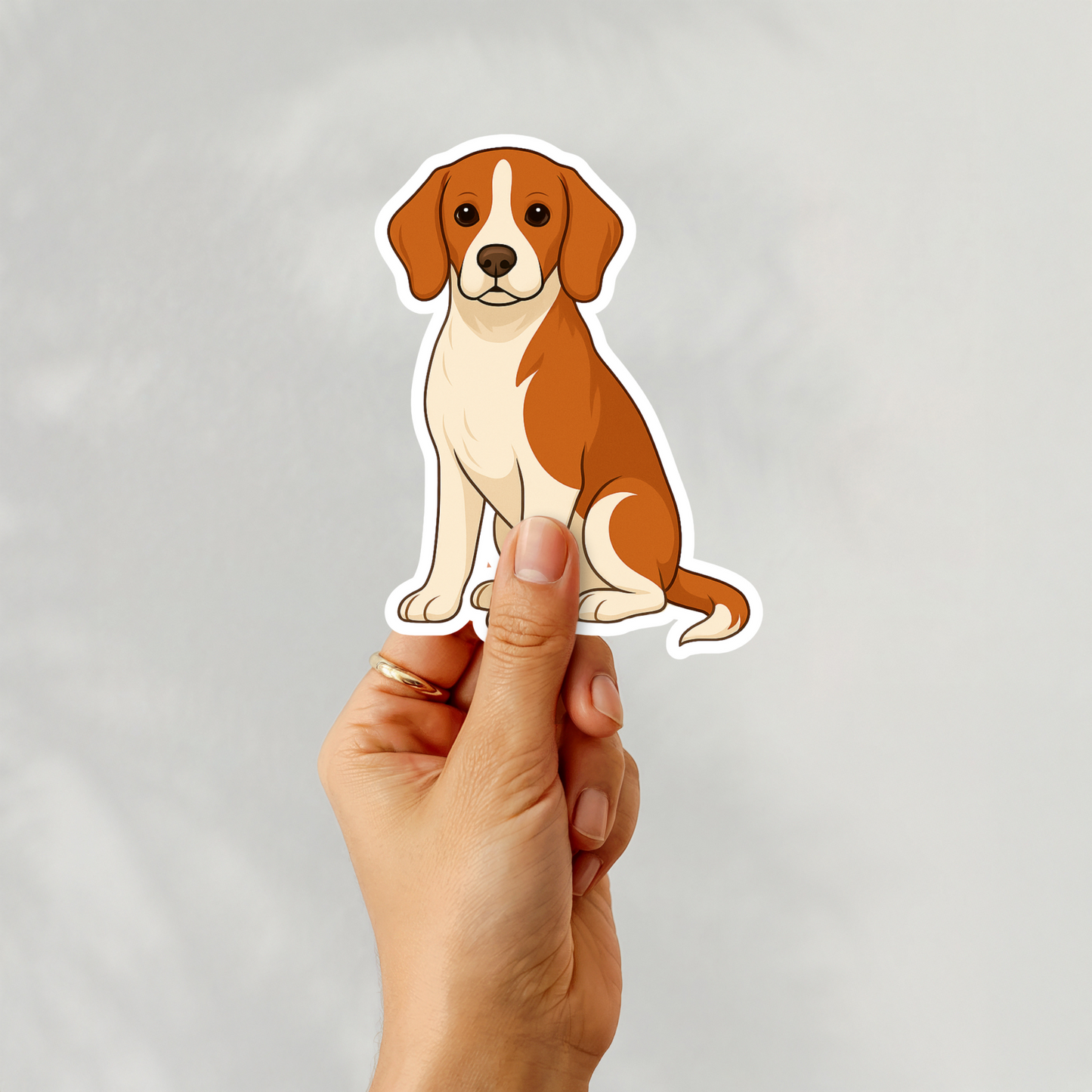 Custom Beagle Dog Magnet - Red and White | Personalized with Pet Name