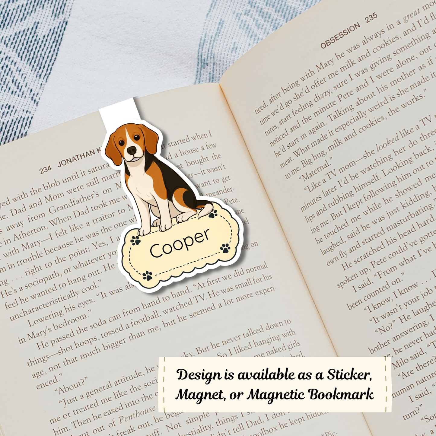 Personalized Beagle Dog Sticker - Tri-color