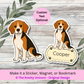 Personalized Beagle Dog Sticker - Tri-color