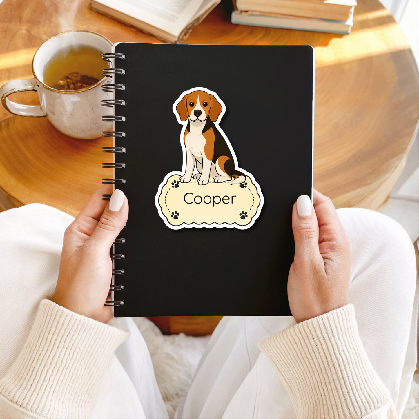 Custom Beagle Dog Magnet - Chocolate Tri-color | Personalized with Pet Name
