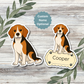 Autocollant personnalisé pour chien Beagle - Chocolat tricolore | Personnalisable avec votre nom