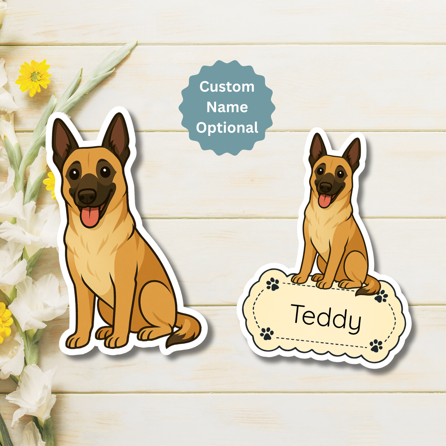 Custom Belgian Malinois Dog Magnet - Fawn and Black Mask | Personalized with Pet Name