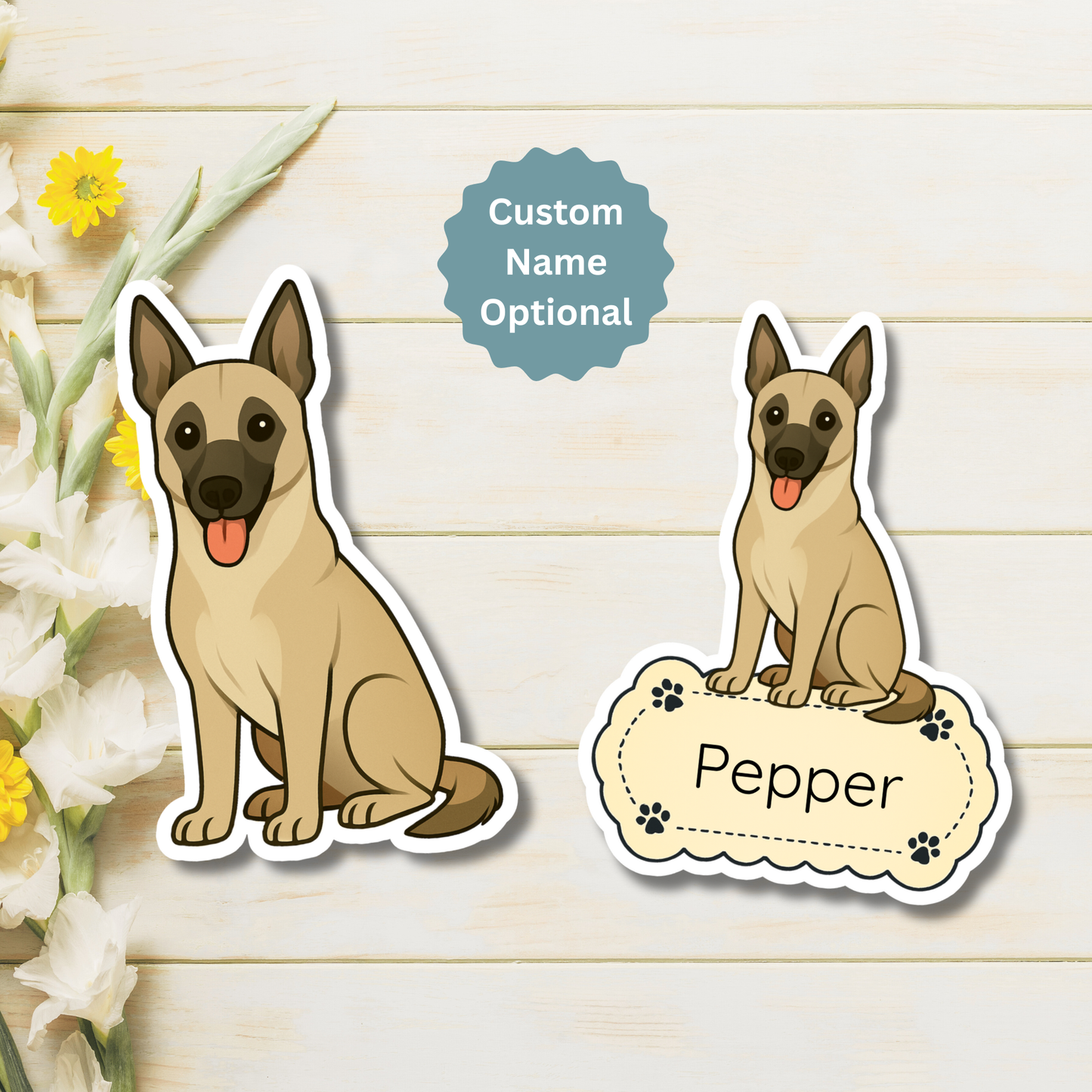 Custom Belgian Malinois Dog Magnet - Gray Fawn | Personalized with Pet Name