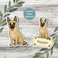 Autocollant personnalisé Malinois belge - Gris fauve | Personnalisable avec nom