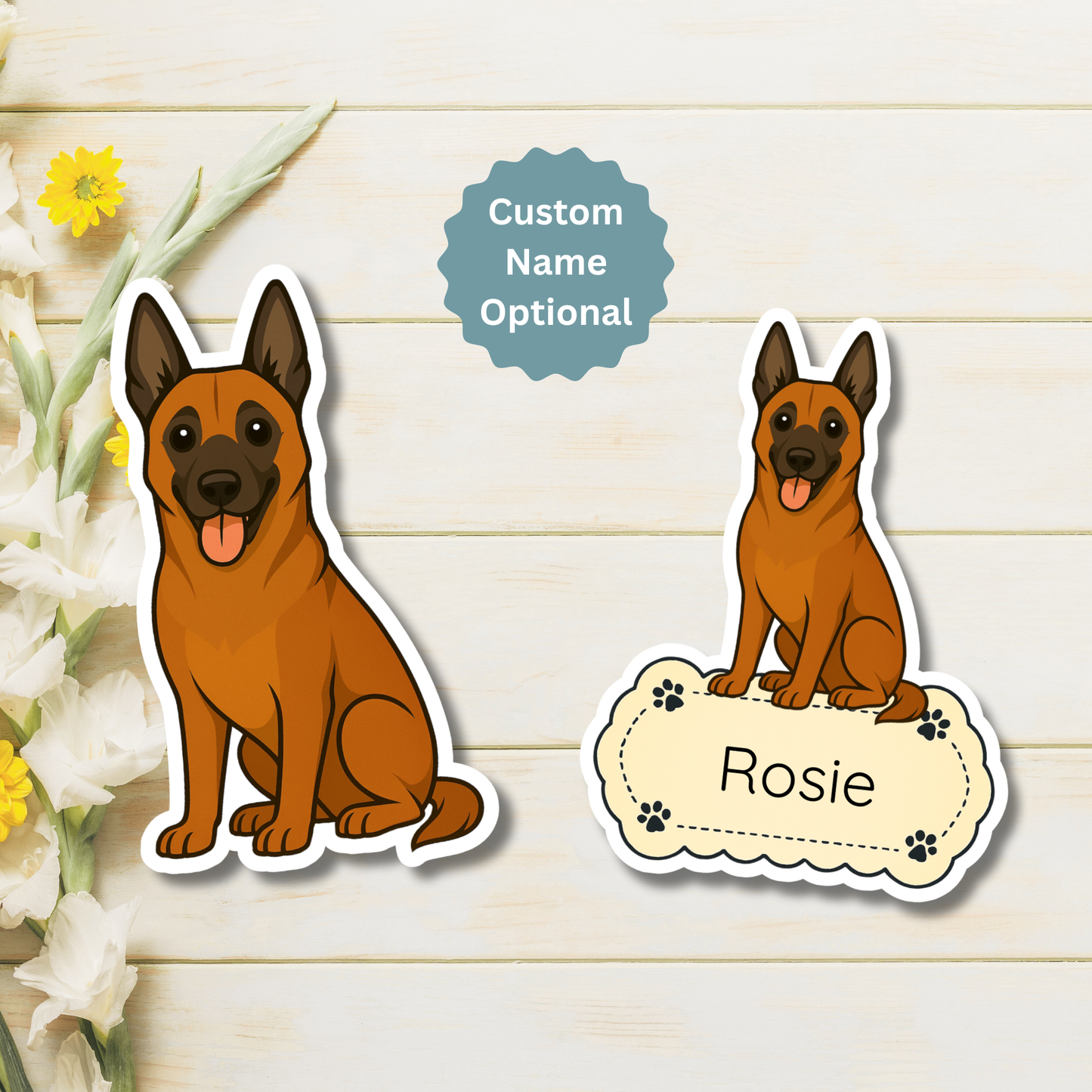 Custom Belgian Malinois Dog Magnet -Mahogany | Personalized with Pet Name