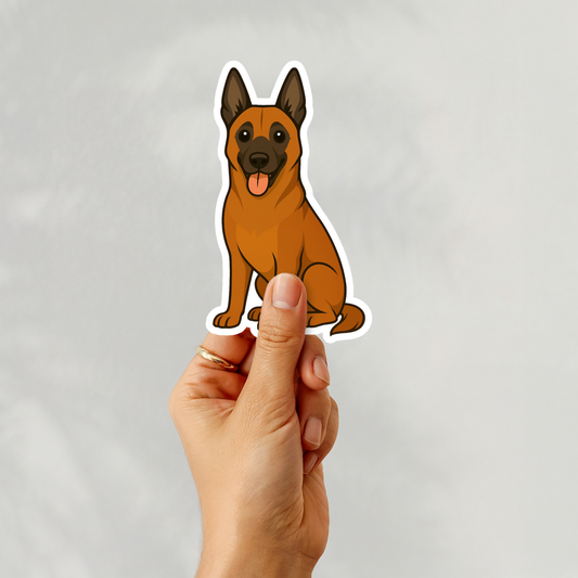 Autocollant personnalisé Malinois belge - Acajou | Personnalisable avec votre nom