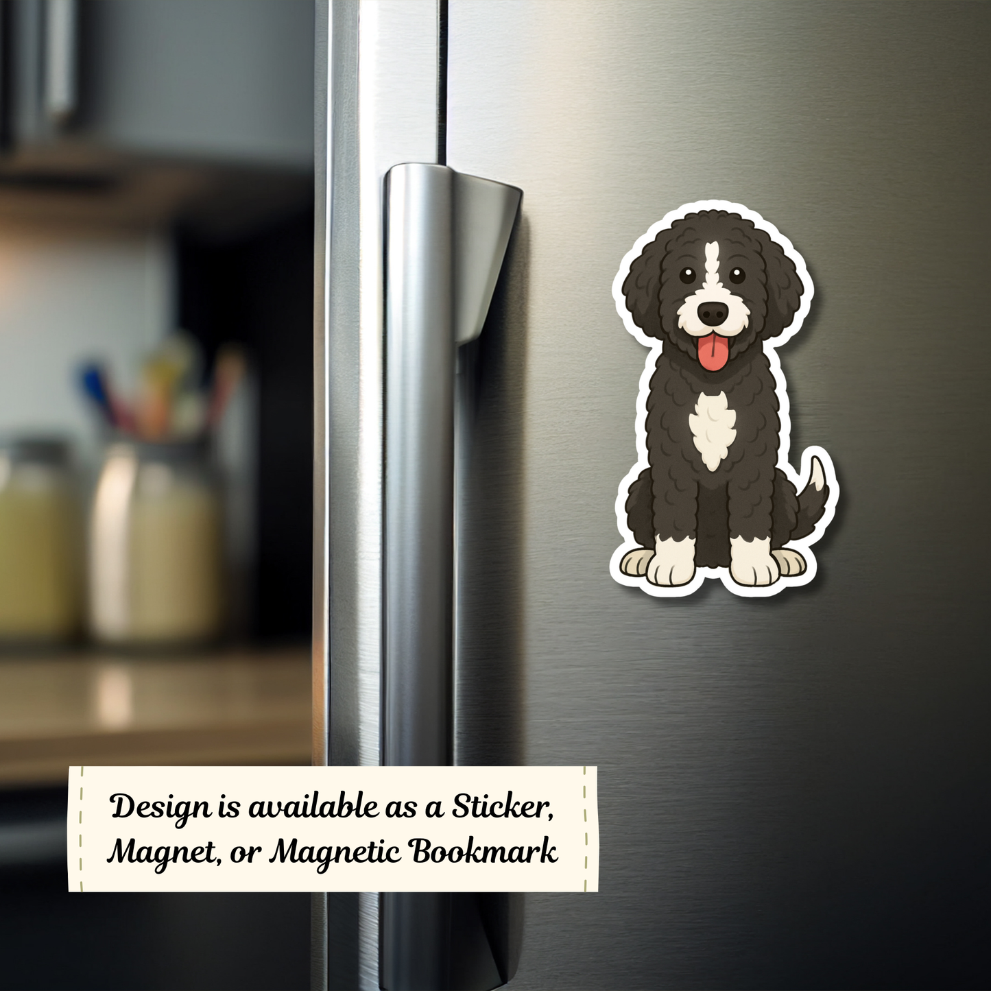 Custom Bernedoodle Dog Magnet / Bookmark - Black and White
