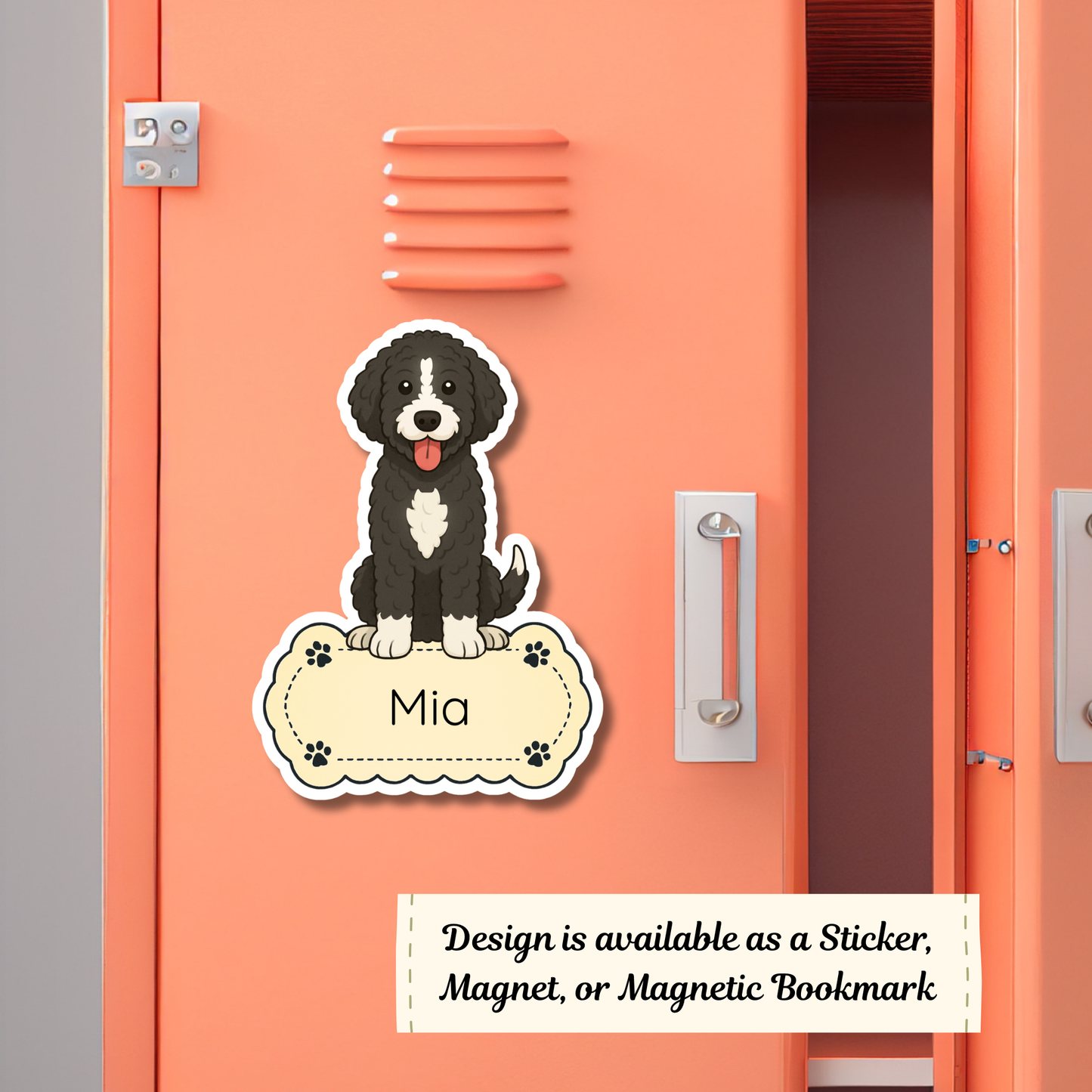 Custom Bernedoodle Dog Magnet / Bookmark - Black and White