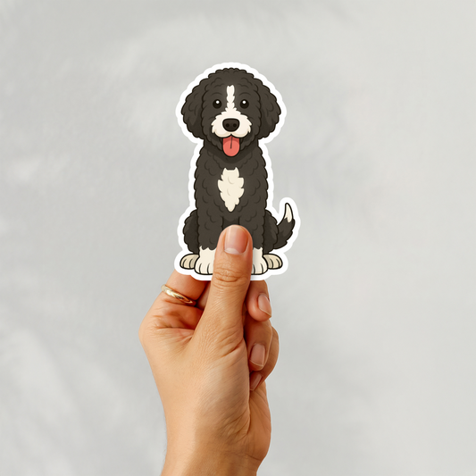 Autocollant personnalisé Bernedoodle - Noir et blanc | Personnalisable avec votre nom