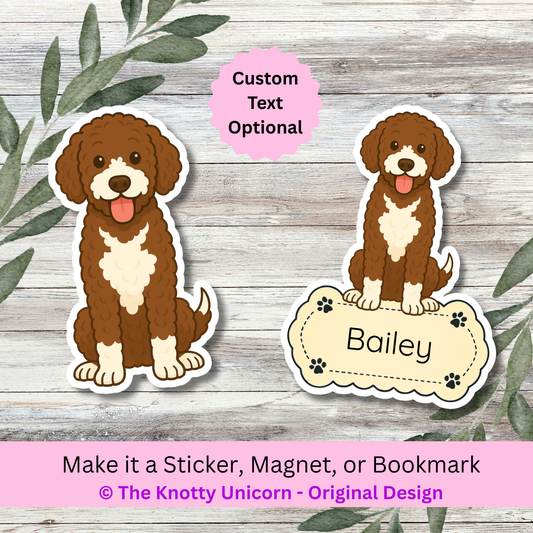 Personalized Bernedoodle Dog Sticker - Brown and White