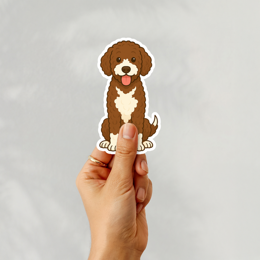 Autocollant personnalisé Bernedoodle - Marron et blanc | Personnalisable avec votre nom