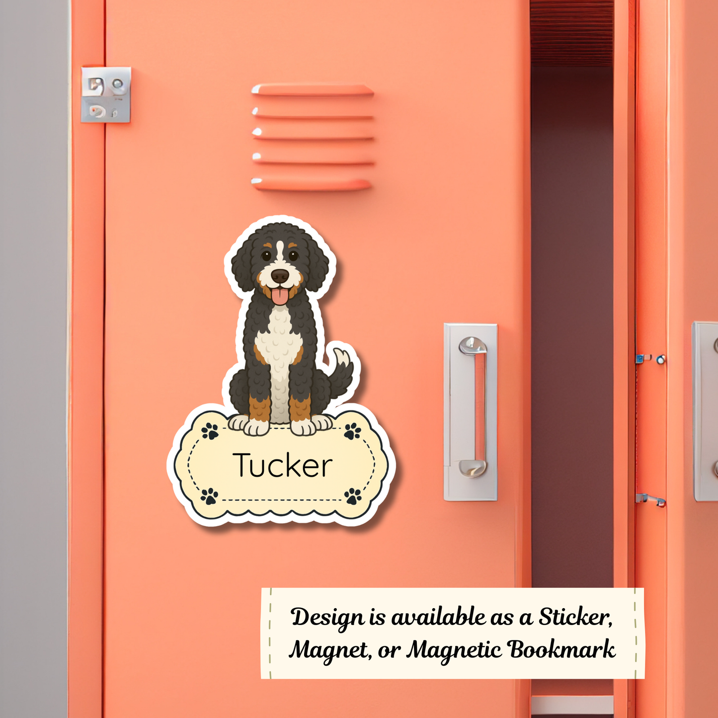 Personalized Bernedoodle Dog Sticker - Tri-color