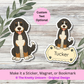 Personalized Bernedoodle Dog Sticker - Tri-color
