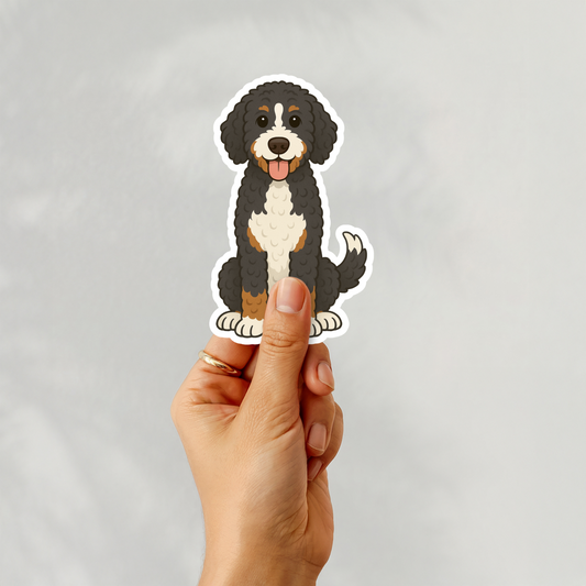 Autocollant personnalisé Bernedoodle – Tricolore | Personnalisable avec nom