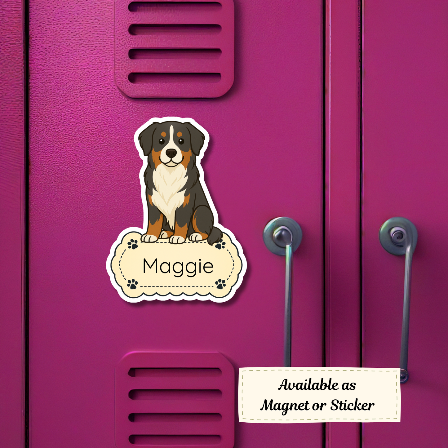 Custom Bernese Mountain Dog Sticker - Tri-colored  | Personalized with Name