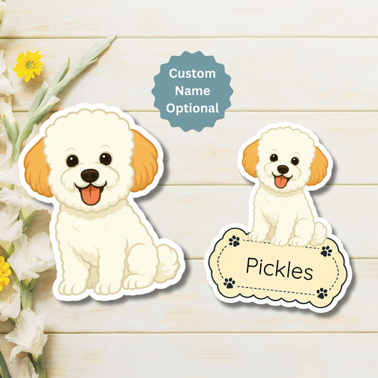 Custom Bichon Frise Dog Magnet - White with Apricot Ears | Personalized with Pet Name