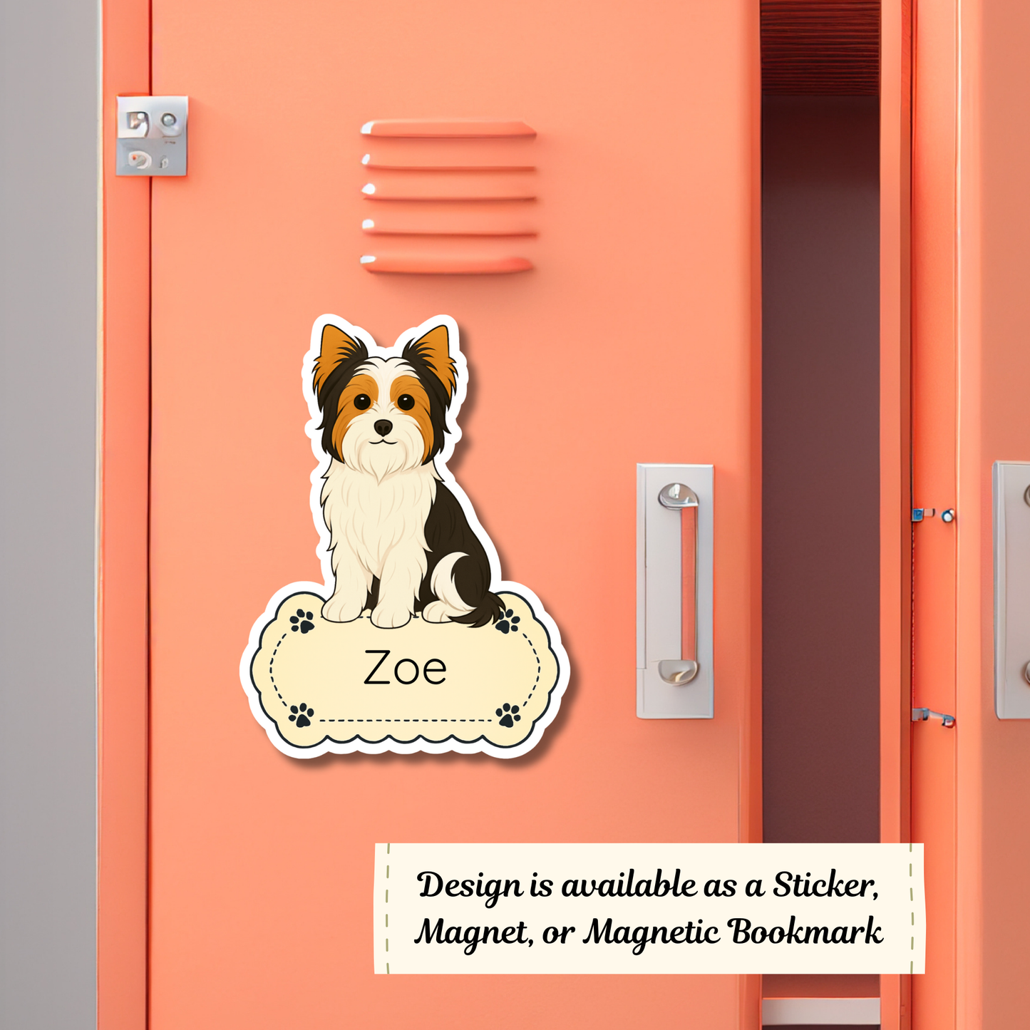 Personalized Biewer Terrier Dog Sticker - Tri-Color