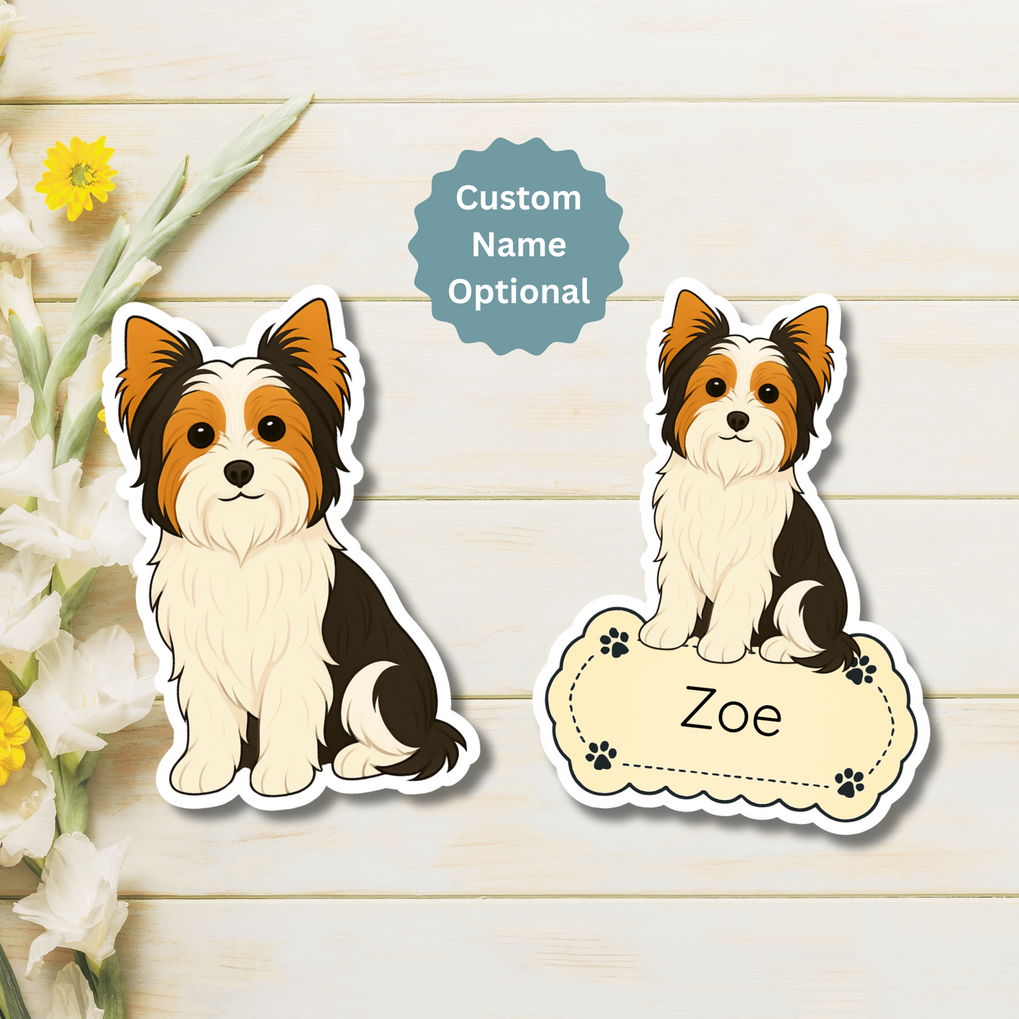 Custom Biewer Terrier Dog Magnet - Tri-Color | Personalized with Pet Name