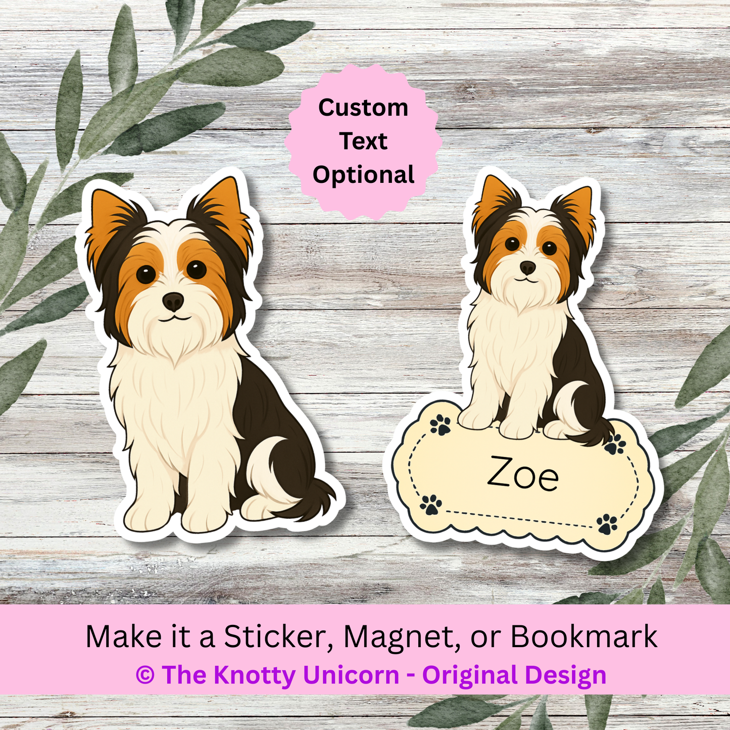 Personalized Biewer Terrier Dog Sticker - Tri-Color
