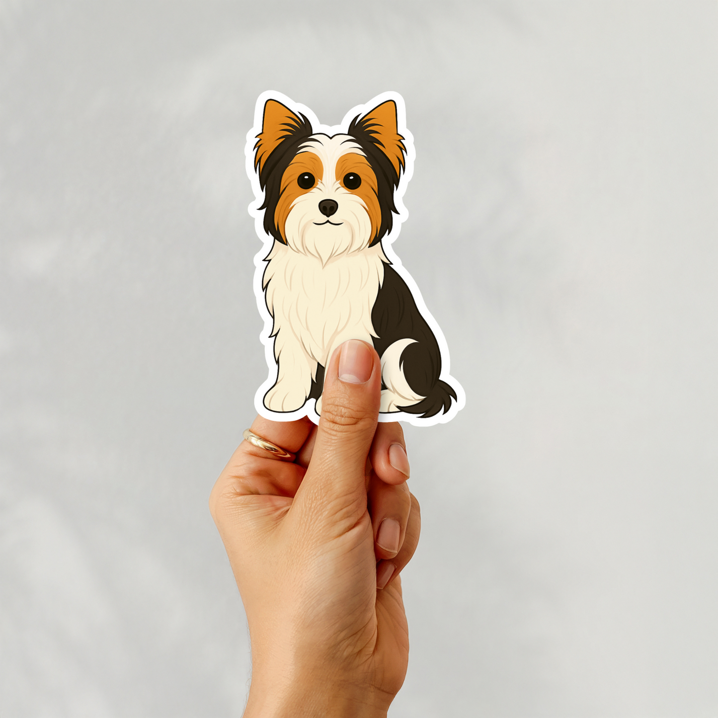 Custom Biewer Terrier Dog Sticker - Tri-Color | Personalized with Name