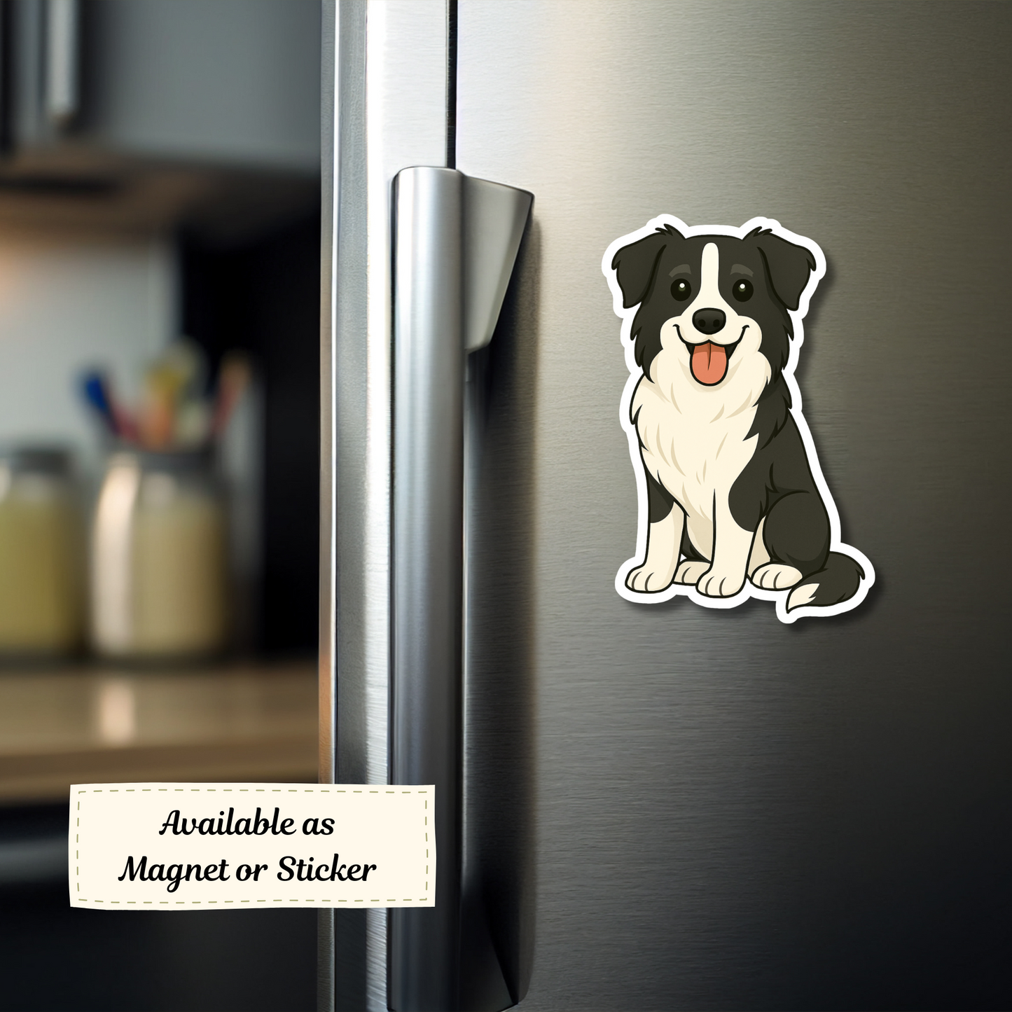 Custom Border Collie Dog Sticker - Black and White | Personalized with Name