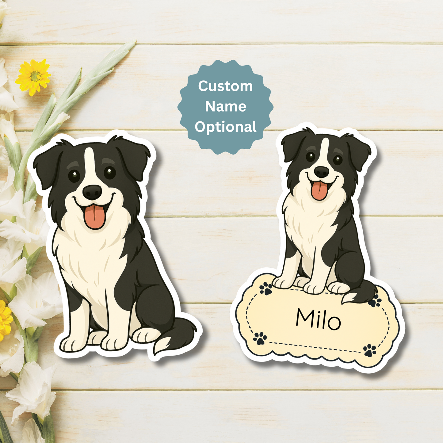 Custom Border Collie Dog Magnet - Black and White | Personalized with Pet Name