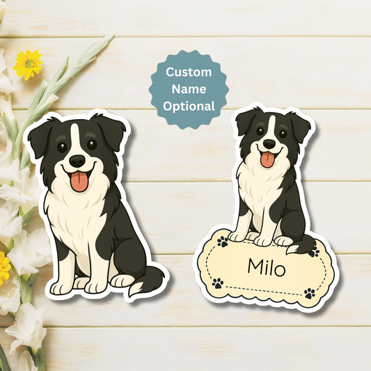 Custom Border Collie Dog Magnet - Black and White | Personalized with Pet Name