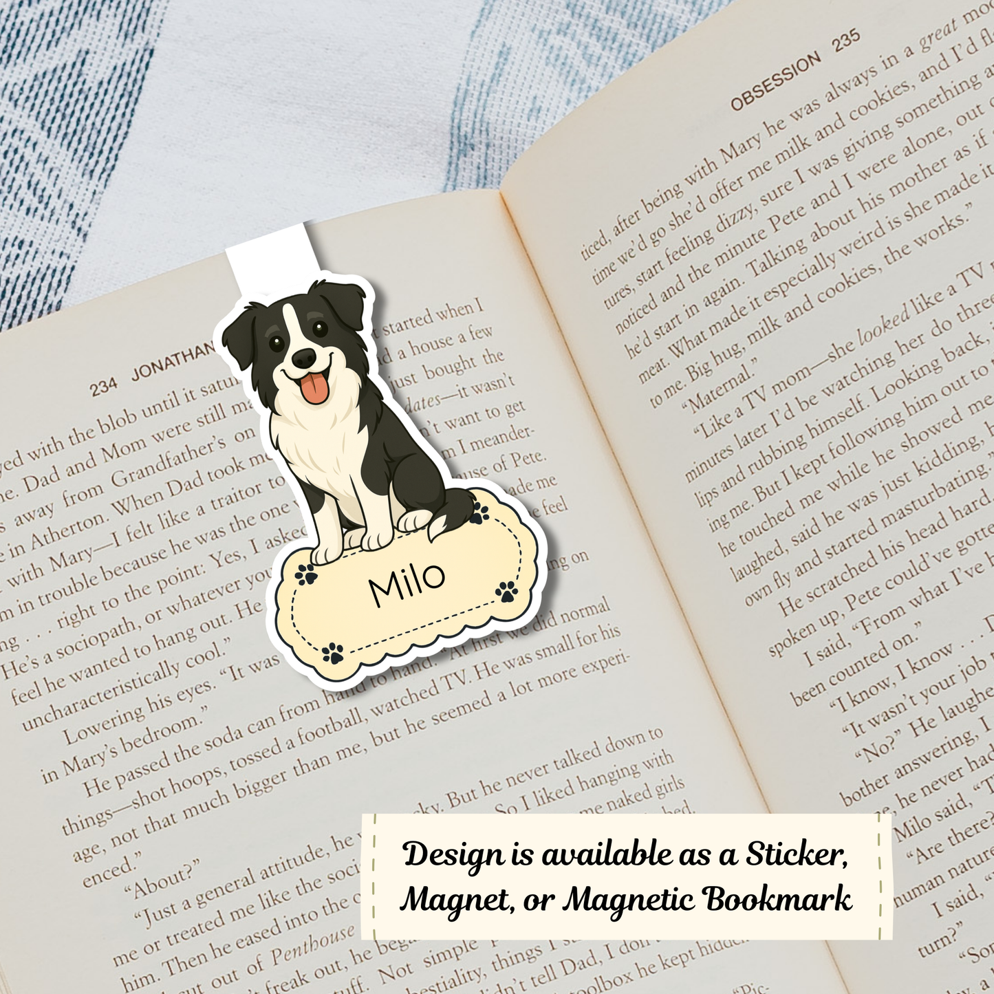 Personalized Border Collie Dog Sticker - Black and White