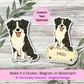 Personalized Border Collie Dog Sticker - Black and White