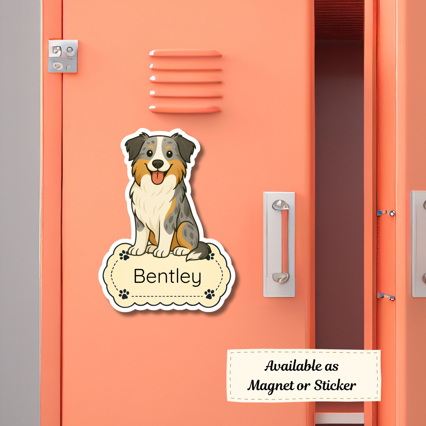 Custom Border Collie Dog Magnet - Blue Merle | Personalized with Pet Name