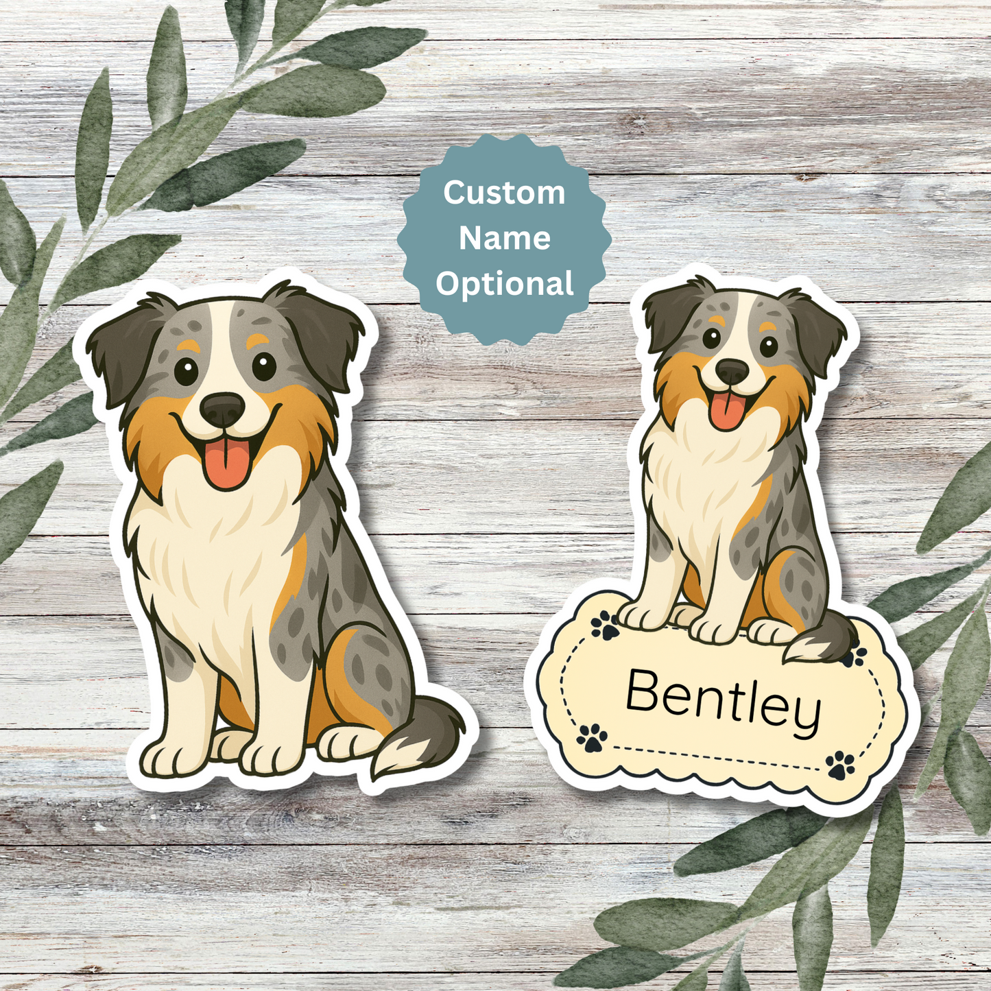 Custom Border Collie Dog Sticker - Blue Merle | Personalized with Name