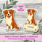 Personalized Border Collie Dog Sticker - Red and White