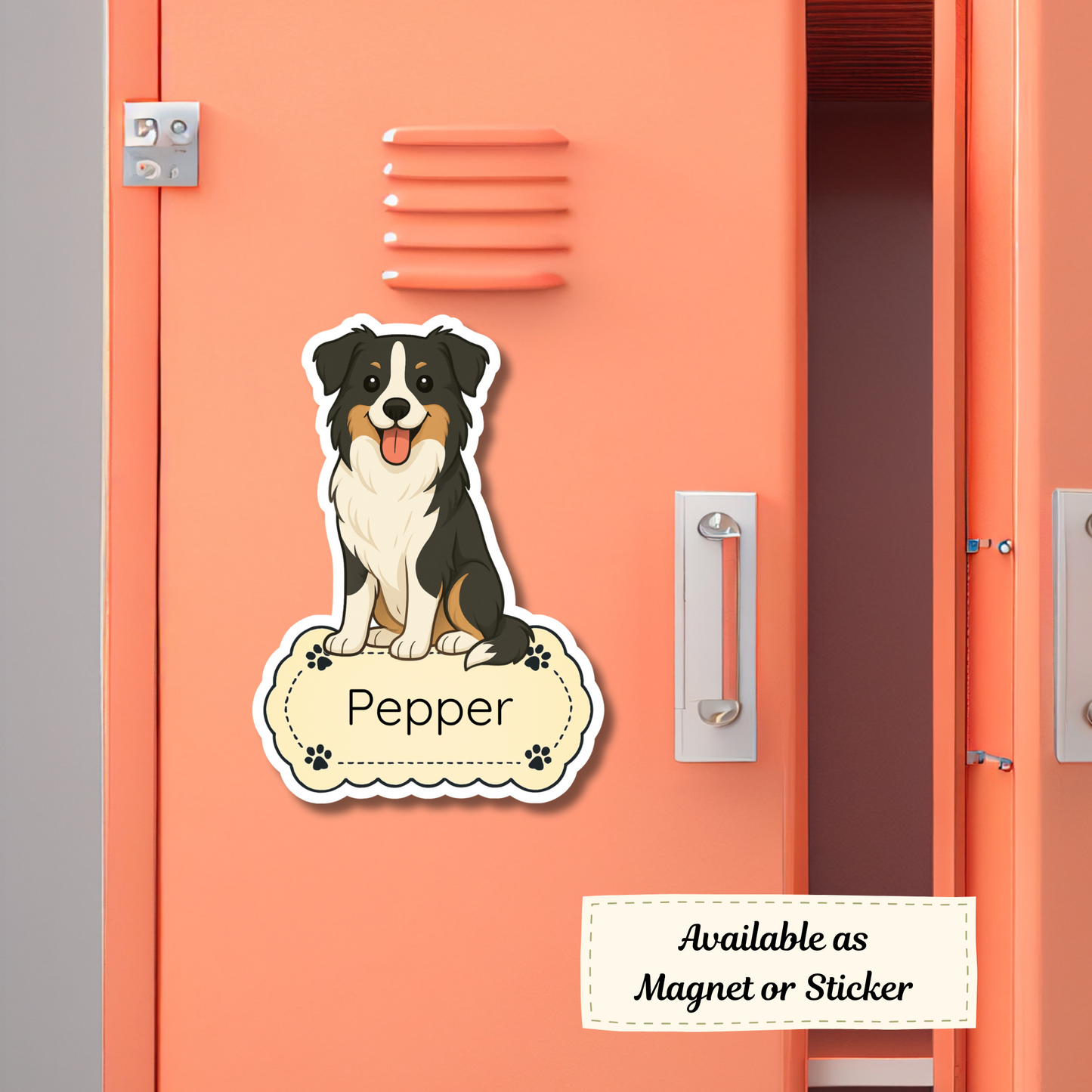 Custom Border Collie Dog Magnet - Tri-color | Personalized with Pet Name