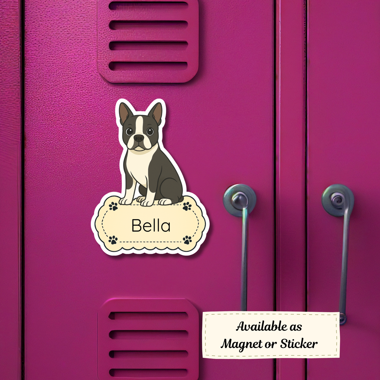 Custom Boston Terrier Dog Sticker - Black and White | Personalized with Name