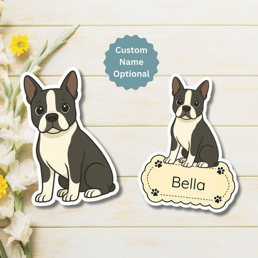 Custom Boston Terrier Dog Magnet - Black and White | Personalized with Pet Name
