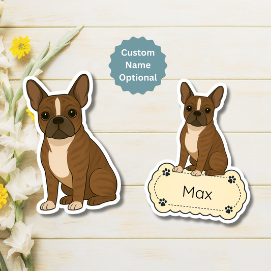 Custom Boston Terrier Dog Magnet - Brindle and White | Personalized with Pet Name