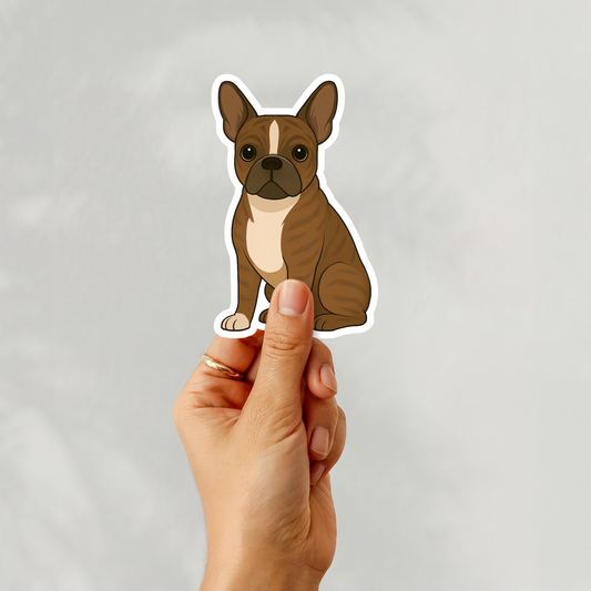 Autocollant personnalisé pour chien Boston Terrier – Bringé et blanc | Personnalisable avec votre nom