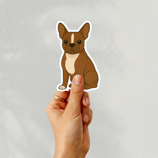 Autocollant personnalisé pour chien Boston Terrier - Rouge et blanc | Personnalisable avec votre nom