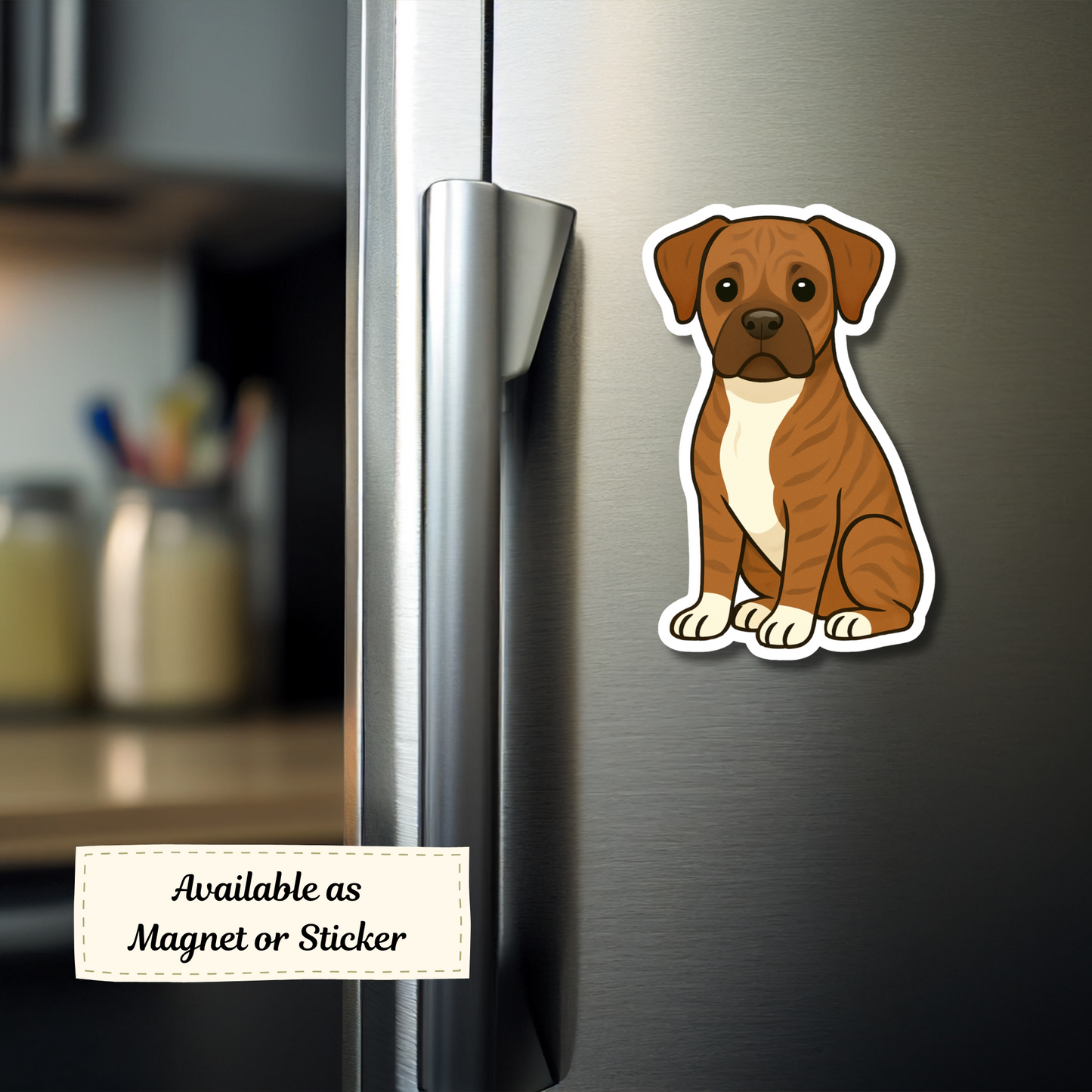 Custom Boxer Dog Magnet - Brindle | Personalized with Pet Name