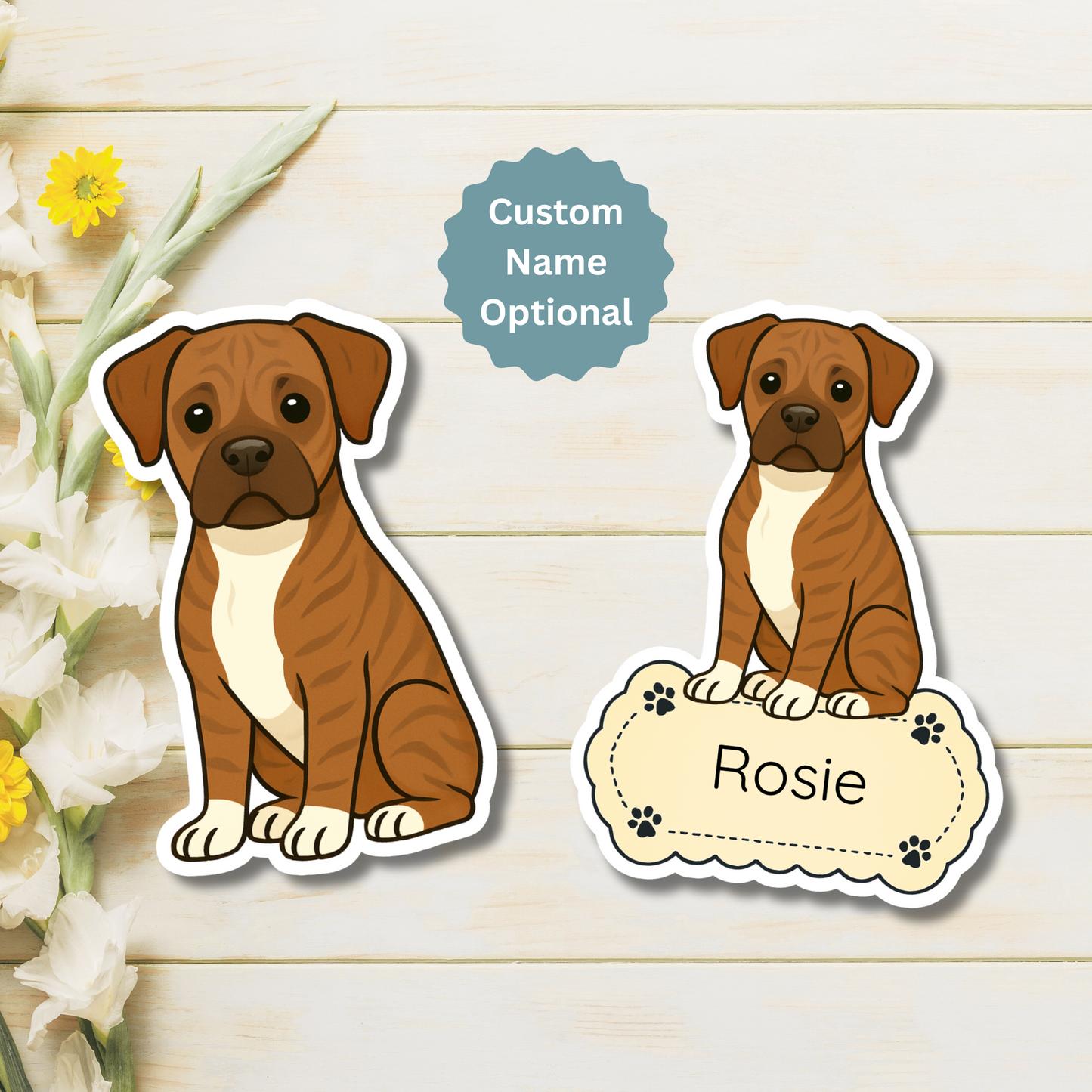Custom Boxer Dog Magnet - Brindle | Personalized with Pet Name