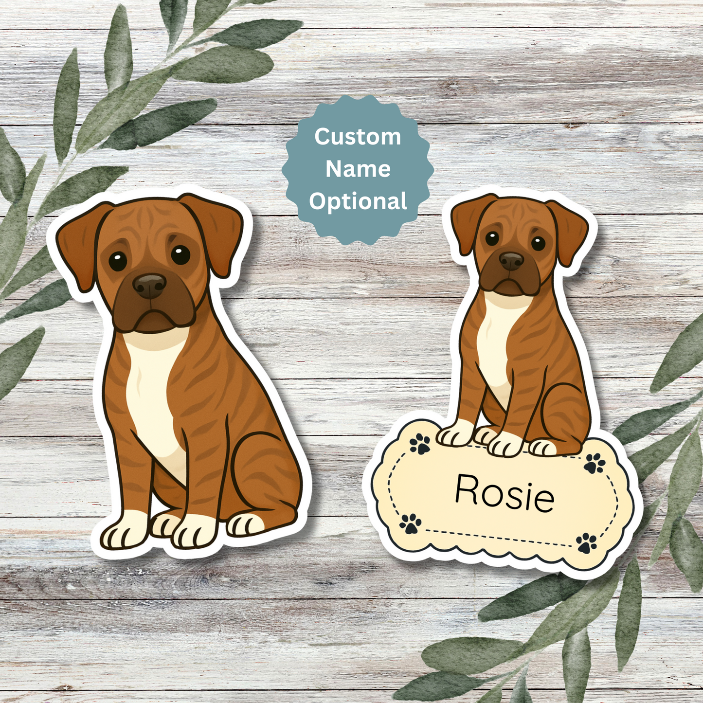 Custom Boxer Dog Sticker - Brindle | Personalized with Name