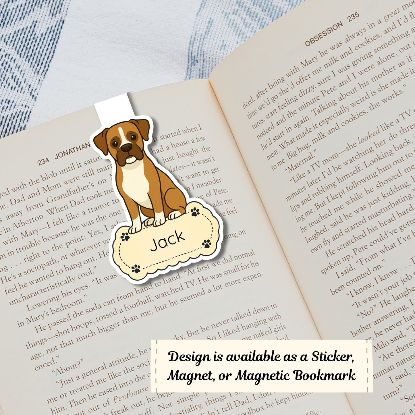 Custom Boxer Dog Magnet / Bookmark - Fawn