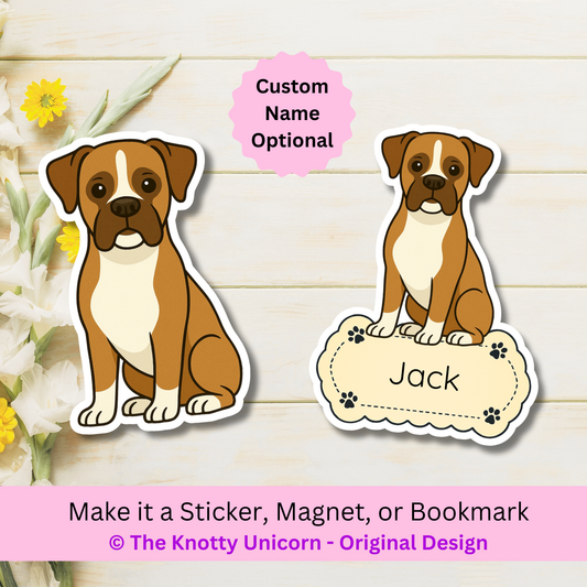Custom Boxer Dog Magnet / Bookmark - Fawn